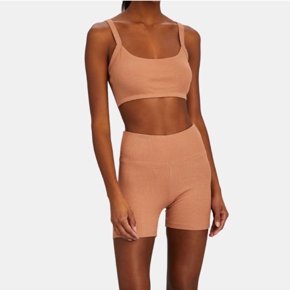 YEAR OF OURS Tan Ribbed Biker Shorts